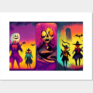 A Spooky Couple in a Pumpkin Patch Posters and Art